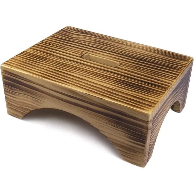 Bedside single foot burnt wood step stool easy to carry non-slip stools for high places