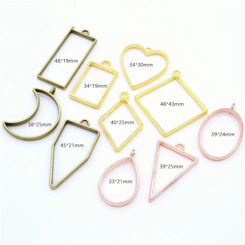 10pcs Open Bezels for Resin,Hollow Frame Pendants Resin Craft Bezels Jewelry Molds for Resin Casting, Necklaces Earrings Making