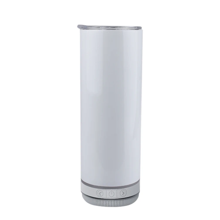 Sublimation Music Tumbler Stainless Steel Straight Tumbler with Speaker Insulated Water Bottle Speaker with USB Charging