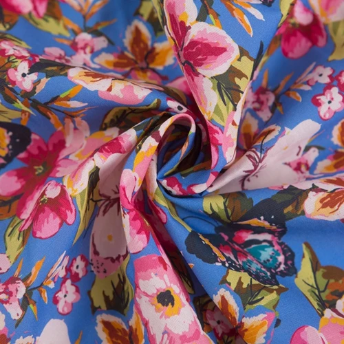 30% tencel 70% хлопок большой цветочный дизайн цифровая печать гладкая на ощупь ткань tencel хлопок для женского платья
