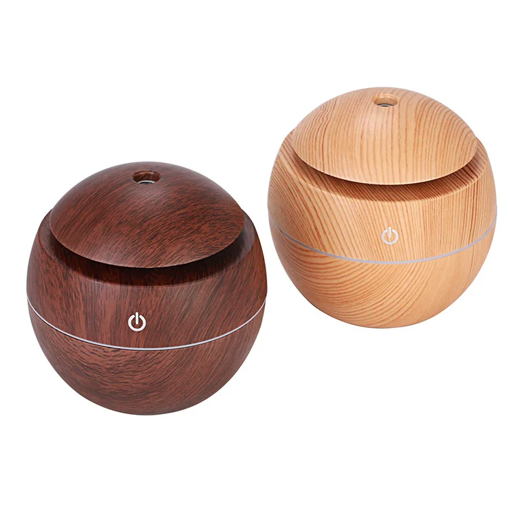 
Factory price Mini 130ml Wooden Grain LED light USB Ultrasonic Mute Cool Mist Humidifier Aroma diffuser 
