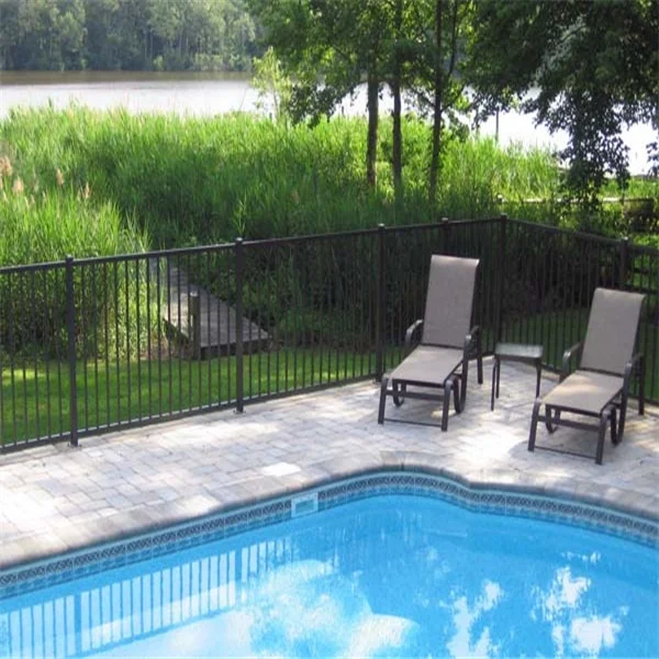 Style 3-Rail Steel fencing trellis gates,Powder-Coated Black aluminum fence panels for swimming pool