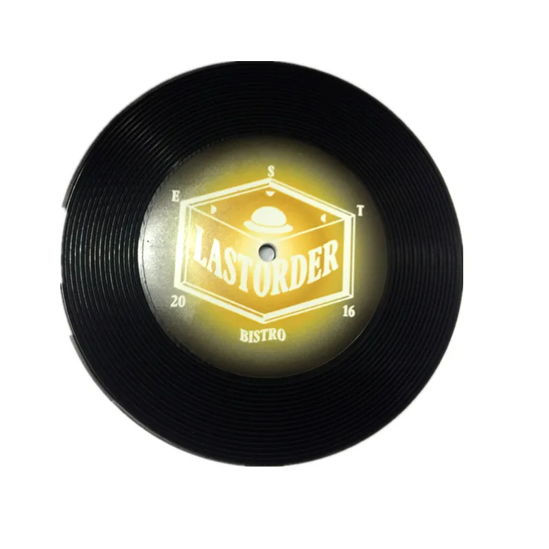 Custom label vintage style vinyl record PVC coaster, used for table heat insulation, silicone tabletop pad can print different