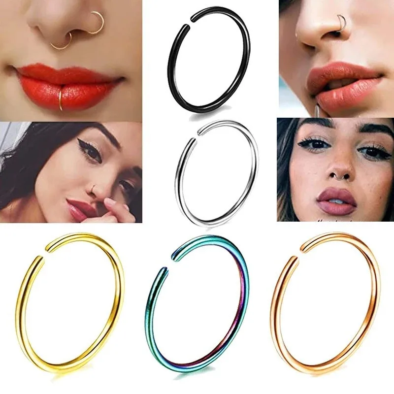 Stainless Steel Clip Hoop Nose Lip Ring Hip Hop Women Men None Piercing Jewelry Seamless Nose Ring