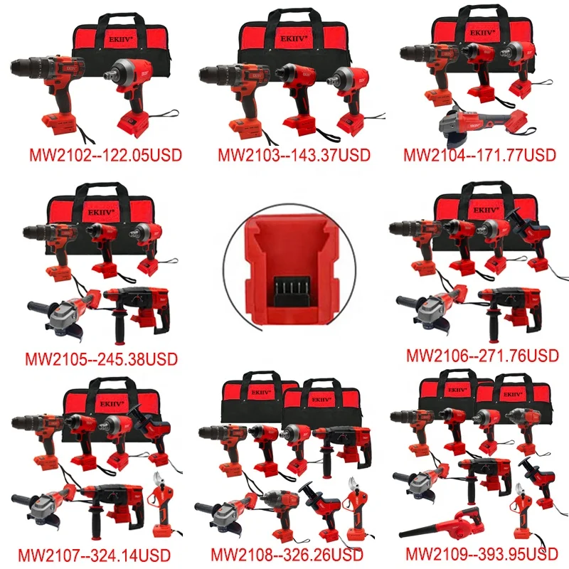 world brands Batteries compatible Cordless Tool Combo Kits 18V 20v 21V Impact Hammer Drill Cordless Power Tool Set