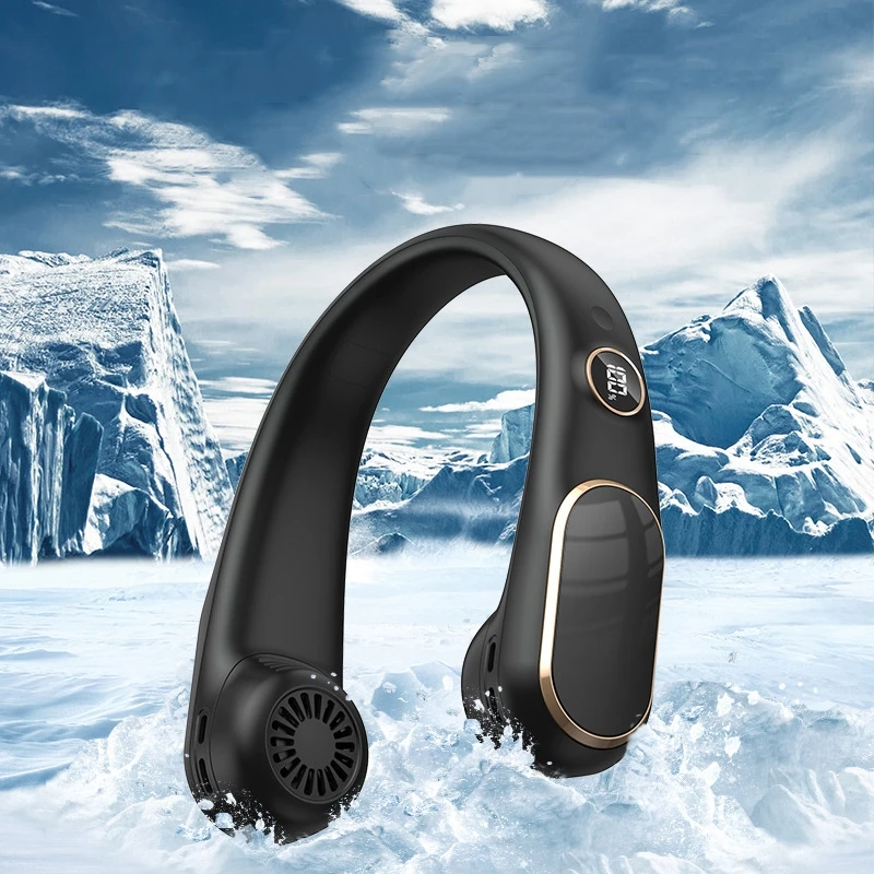 Portable Fan 4000mah Rechargeable Battery Long battery life 3 Gears Wind Power Display Portable Neck Fan