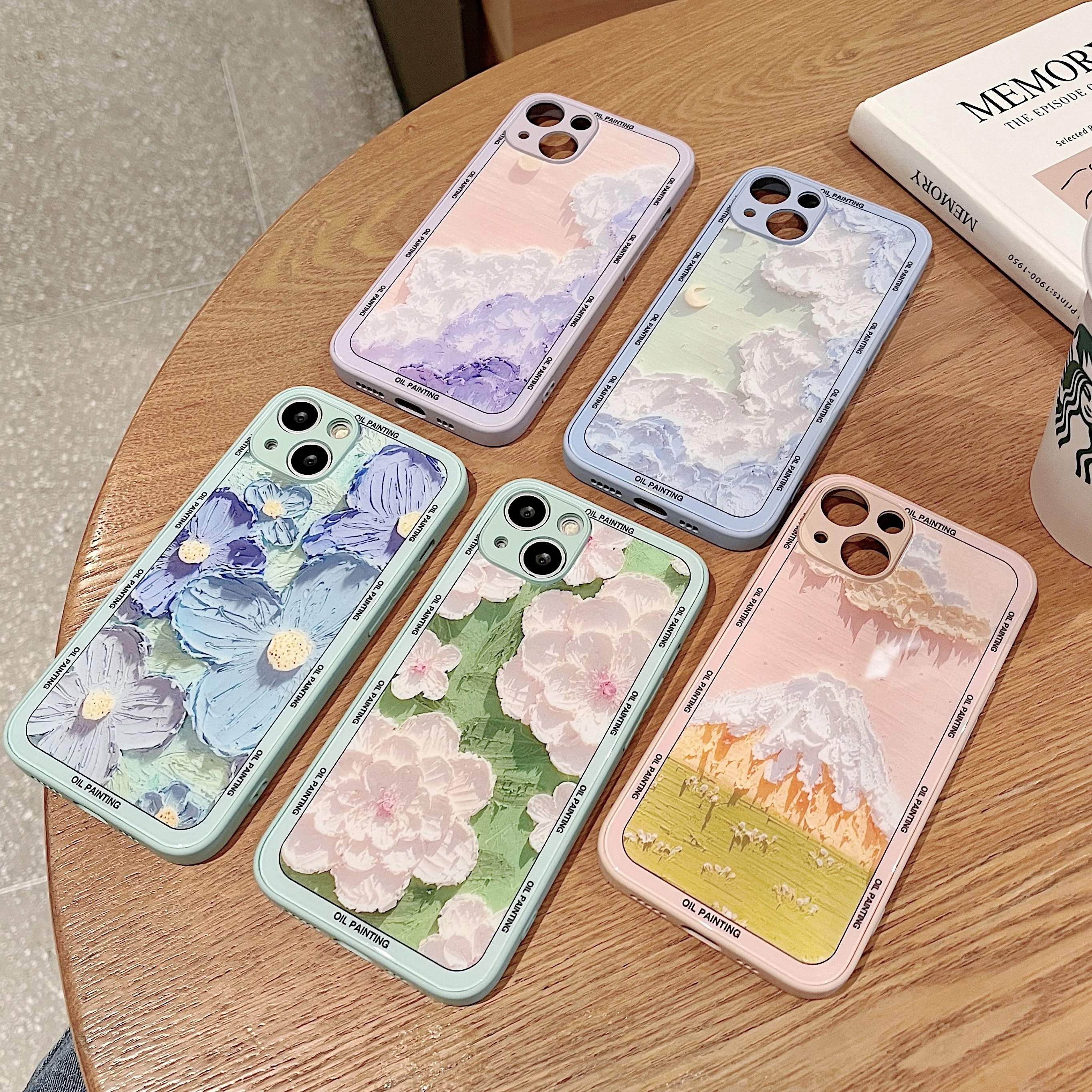 Dropshipping Oil Art Flower Tempered Glass Cell Phone Case For iPhone 14 Pro Max 13 11 12 X XS XR 6 7 8 Plus Shockproof Cover