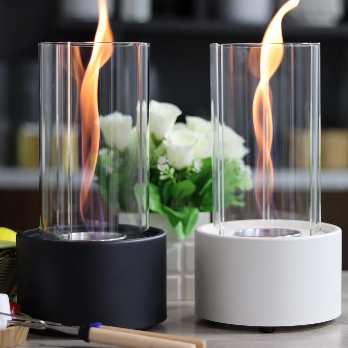 New Design tornado fireplace Ethanol Fire Burner patio Heaters Garden Decoration Tabletop Glass tabletop fire pit