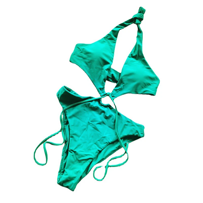 New Sexy Bandage Swimwear Women Halter One Piece Swimsuit Female Hollow Out Bathing Suit Summer Beach Wear Monokini Bathers