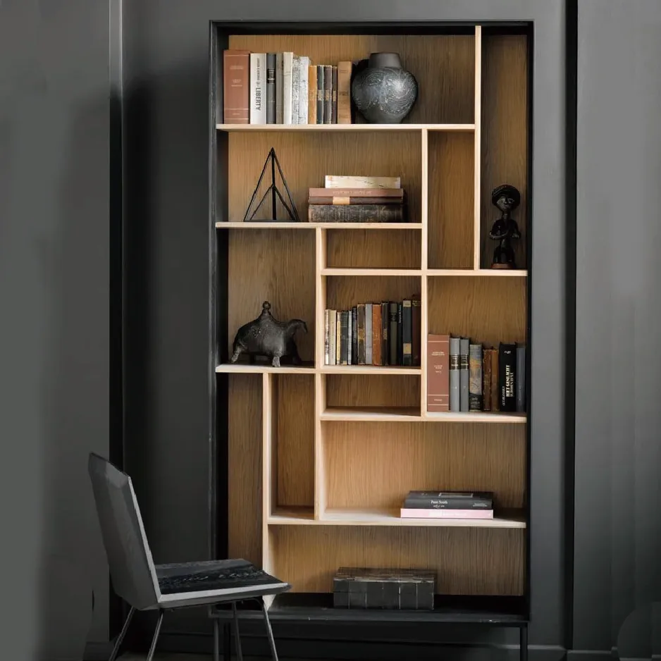 Modern Home Furniture Display Wall Shelf Bookcase Black Wooden Book Shelf