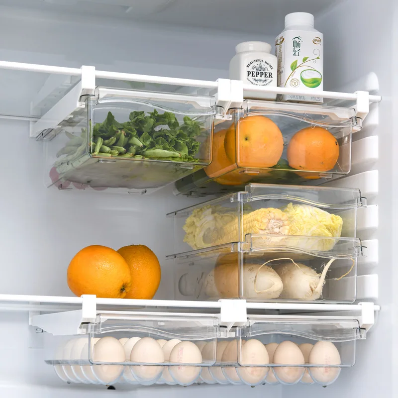 Fridge Food Pantry Freezer Clear Plastic Refrigerator Organizer Bins Egg racks Fruit Vegetable Storage Box