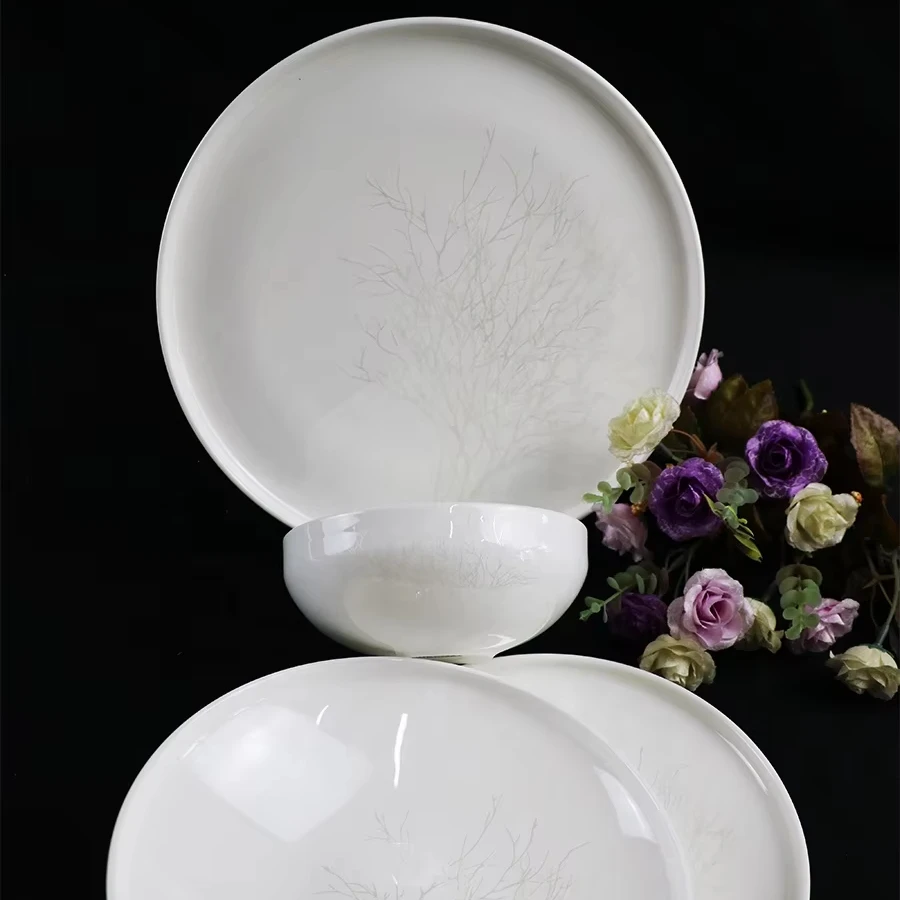 24pcs fine bone china custom dinnerware luxury for Turkish German market wholesale silver tree