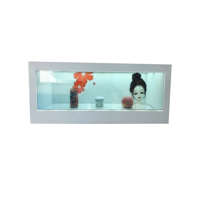 28.6 inch interactive LCD advertising transparent lcd showcase
