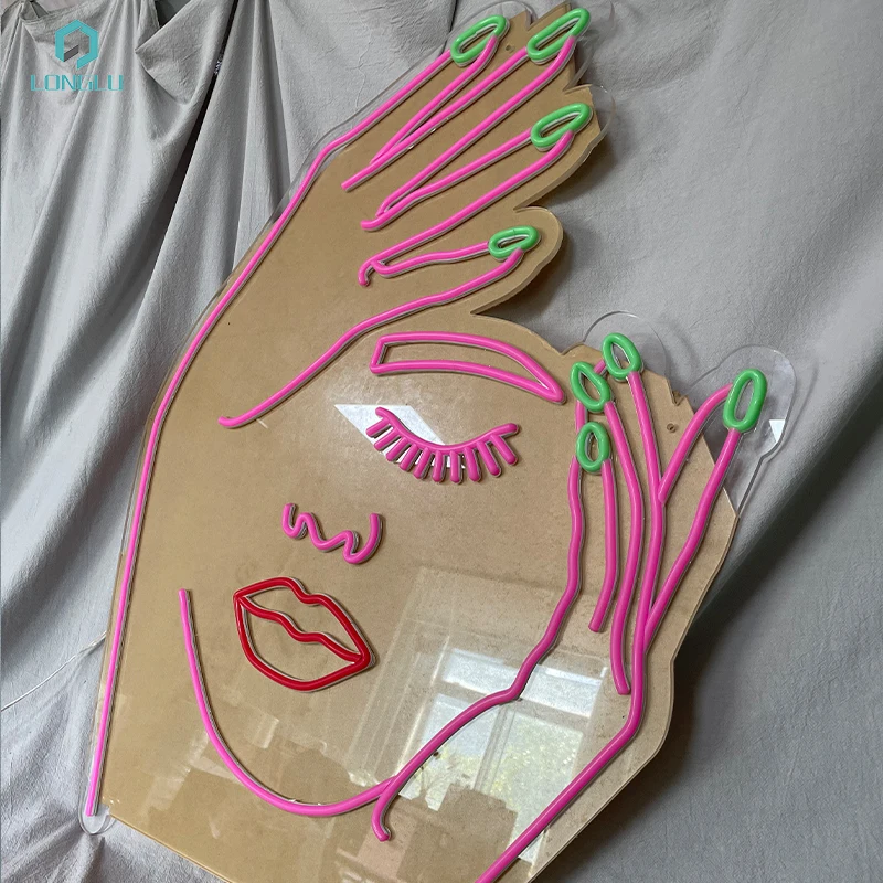 Shop advertising lashes lips hands flex led custom neon sign