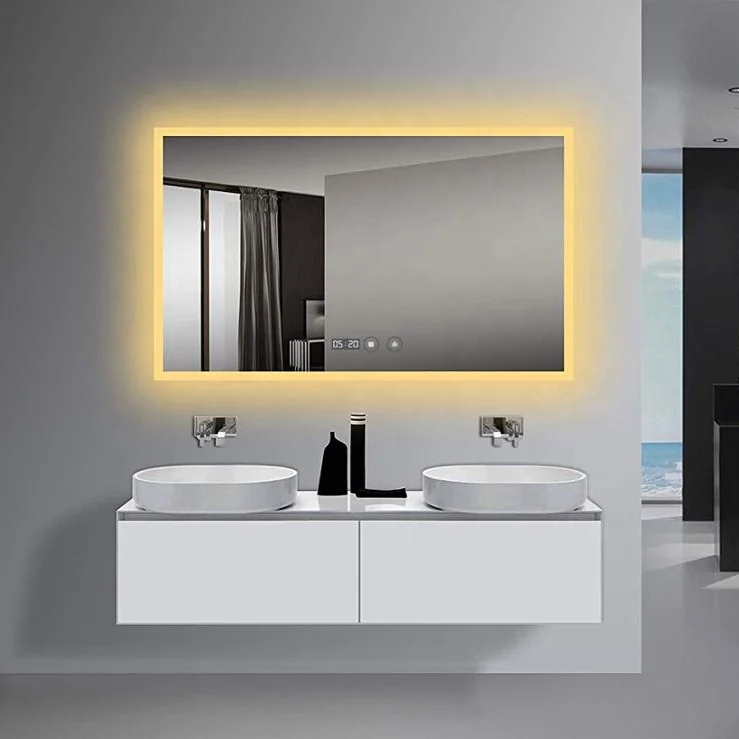 IP66, ROHS, CE LED Backlit Bathroom Mirror With Led Light  Bathroom Smart Mirror With Backboard For Hotel Home Decor