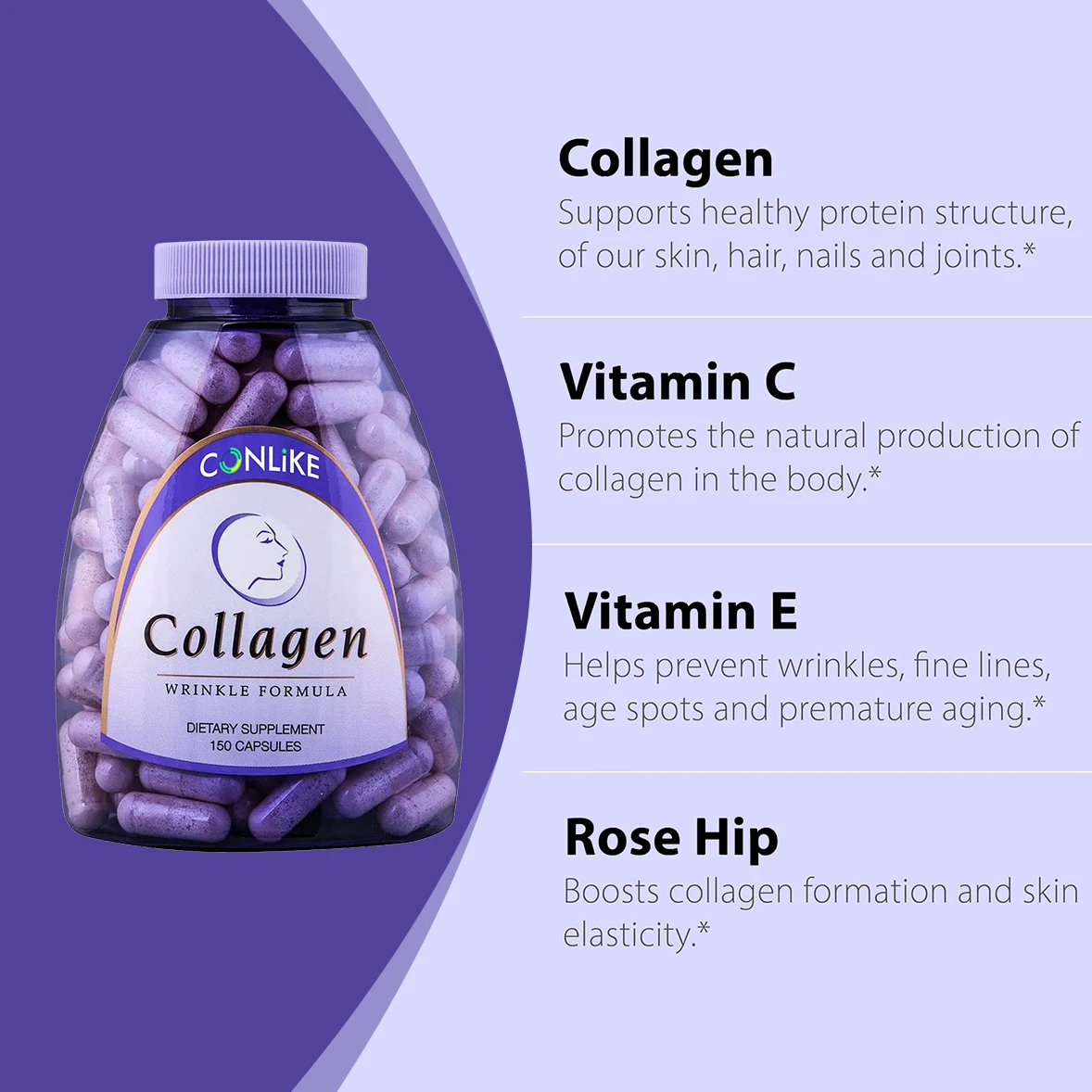 Hair Skin and Nails Vitamins for Women with Biotin Collagen Supplements Plus Keratin Hyaluronic Acid Saw Palmetto Bamboo