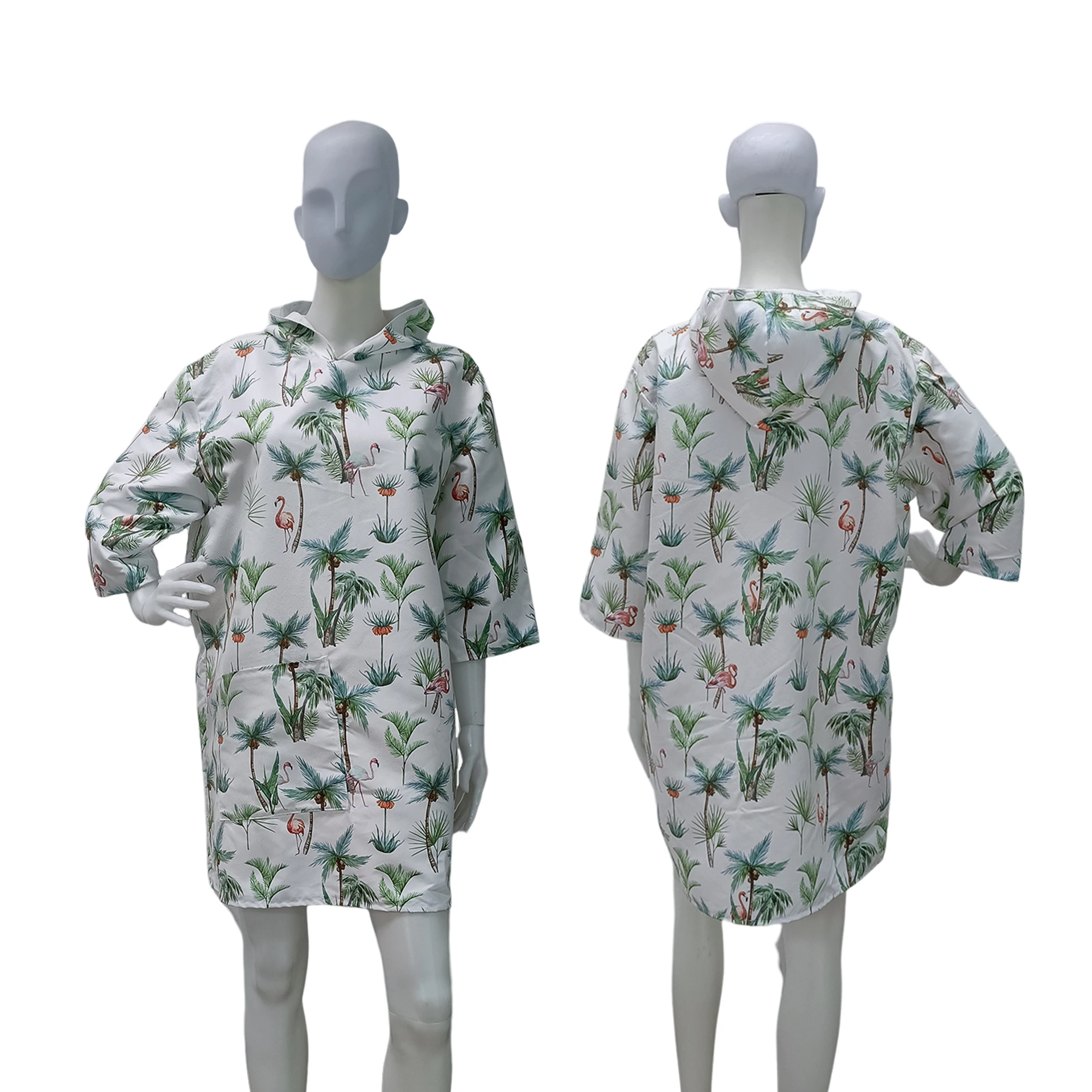 free sample microfiber printed changing towel poncho with pocket hooded windproof quick dry travel surf towel poncho