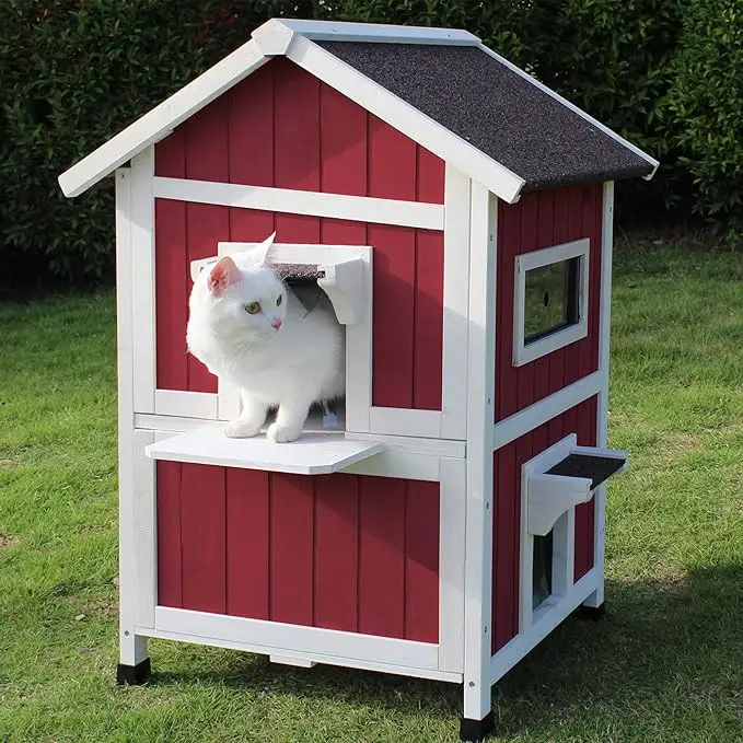 Modern Design Luxury Cat House Shelter Large Wooden Tree Dorm Villa House For Cats