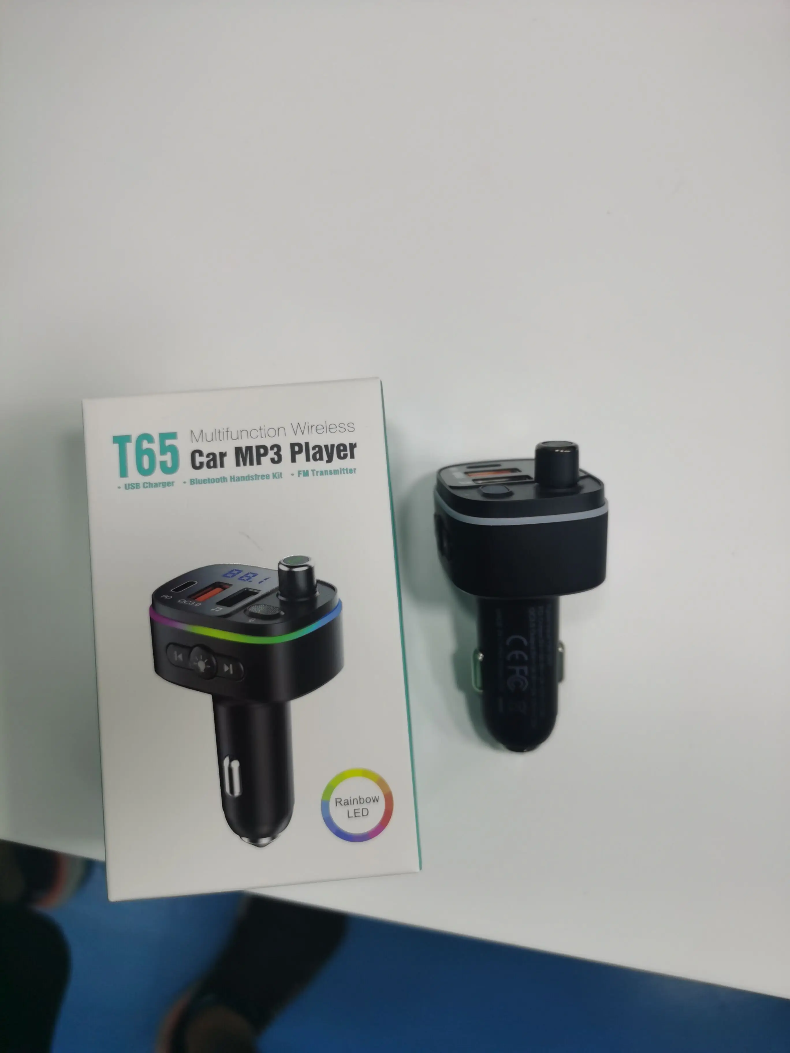  T65 Wireless -Compatible FM Transmitter for Car QC3.0 Type-C PD Fast Charger Radio Adapter Kit with