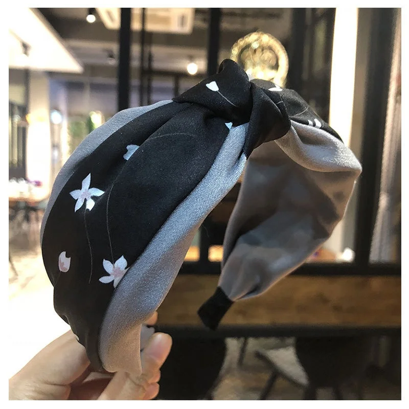 2022 fashion two-color cheap ladies hair band flower wide cross woman knot head bands