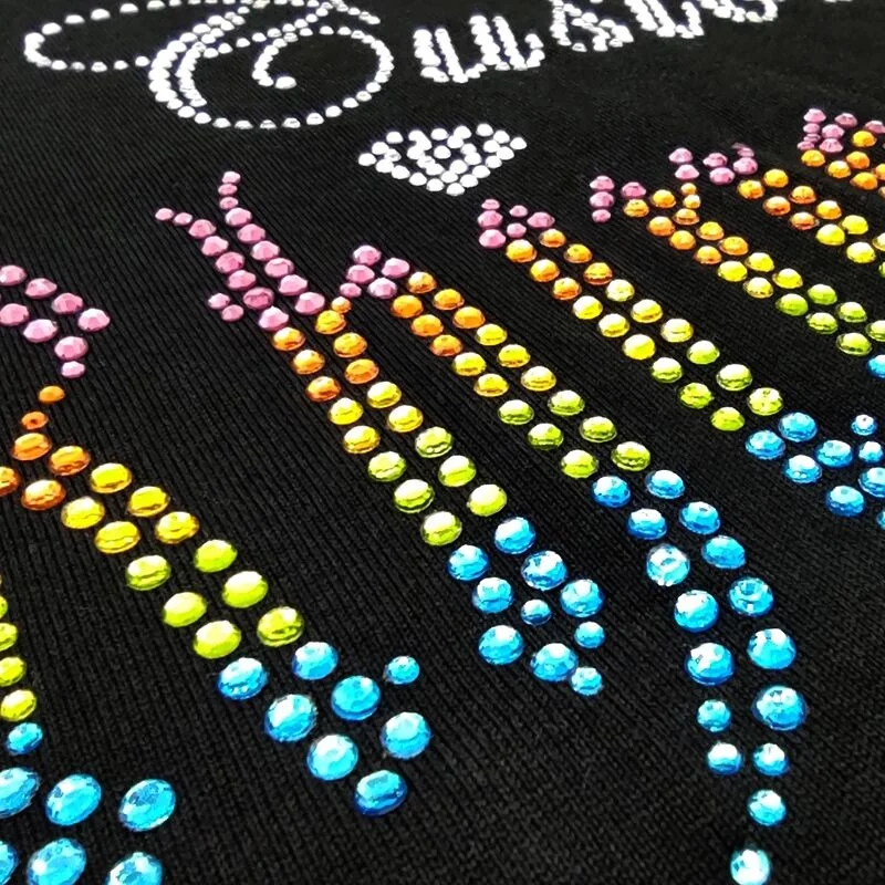 Custom hot fix garment glitter transfers wholesale