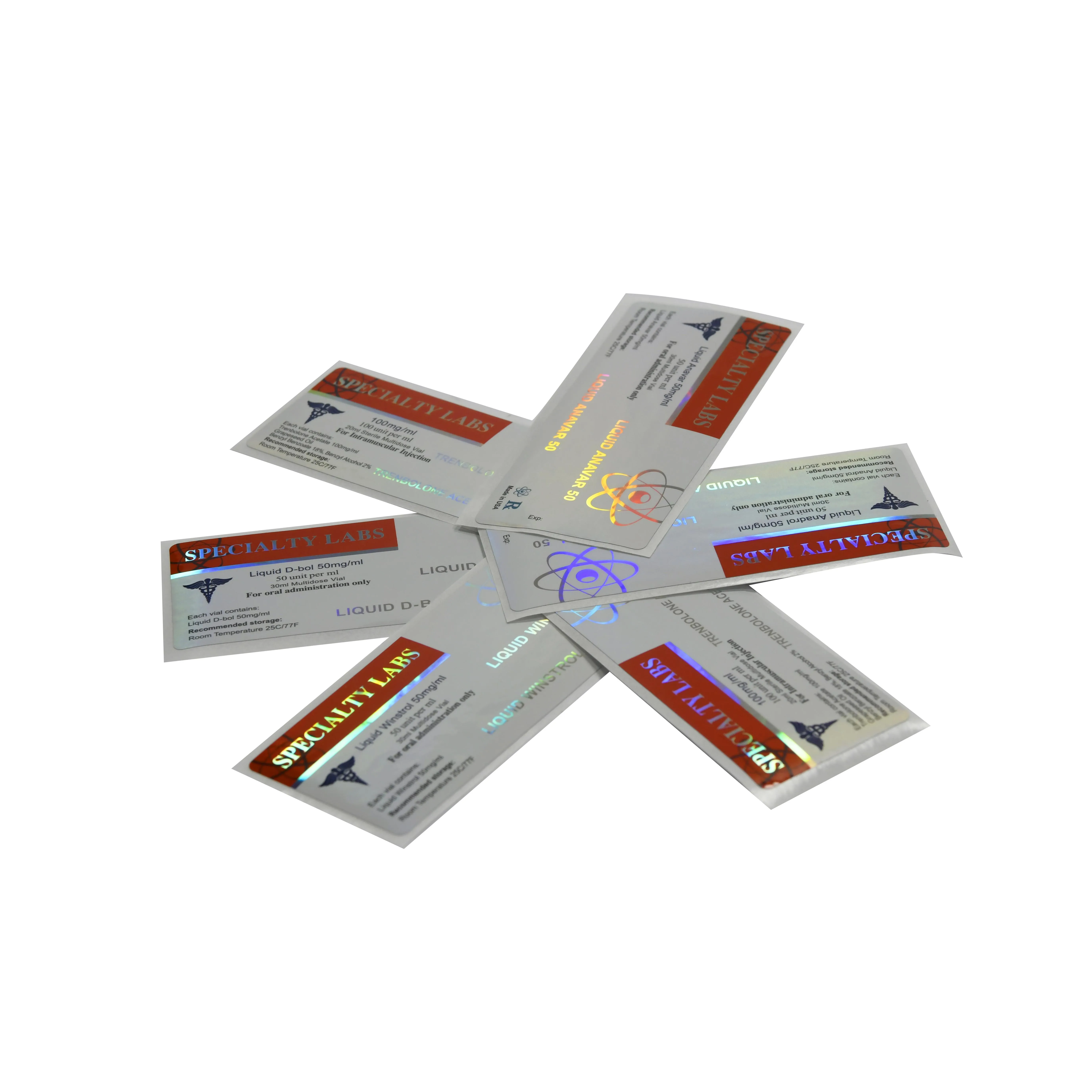 Custom laser 10ml hologram vial labels steroid PHARMA brand