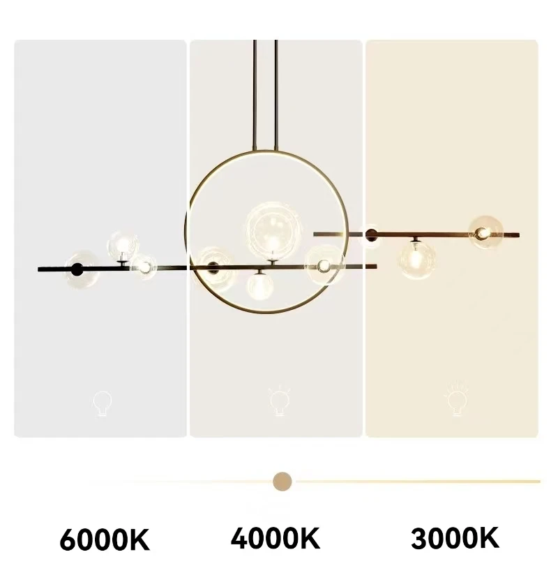 Hot sale Modern dimmable black color glass ball led dinner room long table pendant lighting chandelier