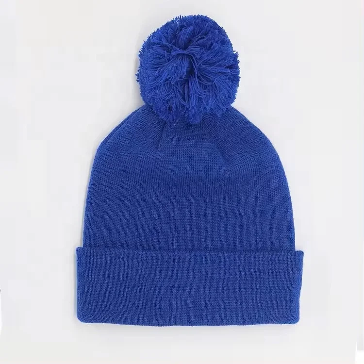 Autumn Winter 100% Cotton Crochet Knitted Warm Hat Infants Boys Girls Solid Color Pompom Hairball Baby Beanies Accessory