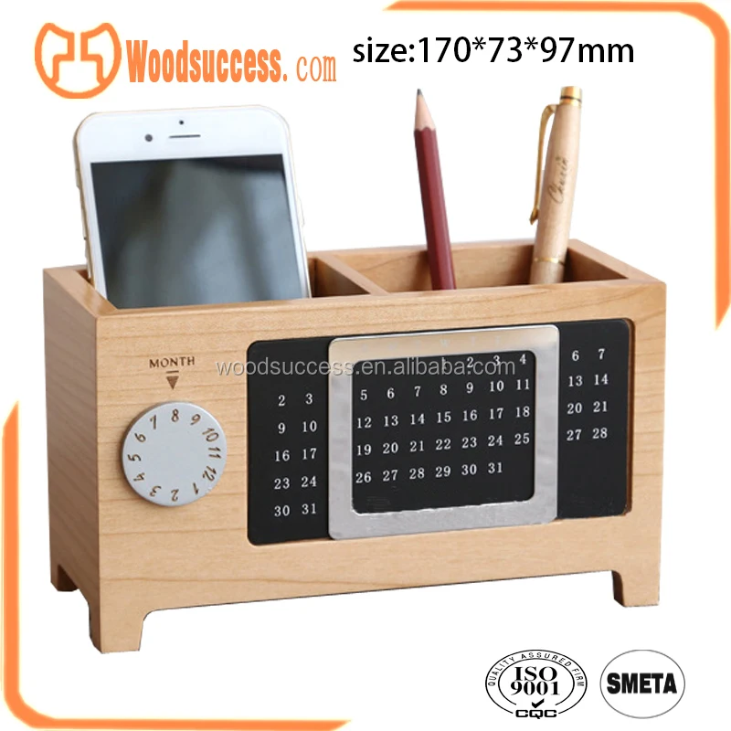 Perpetual calendar office hot sale wood supplies desk organizer with new design