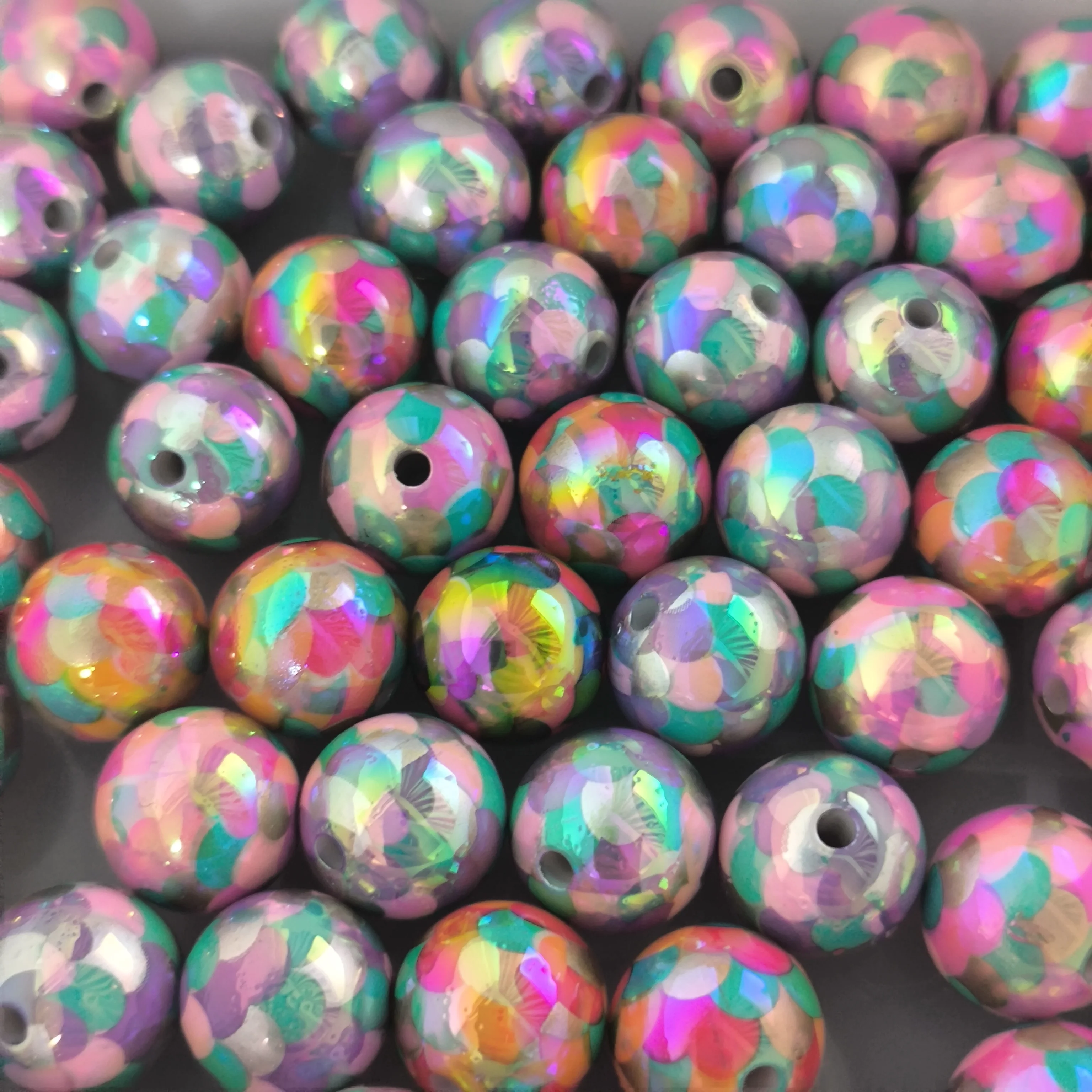 2024 New Wholesale 16 mm Pom Pom Fluffy Hard Beads and in Solid Colors, Random Mix, Large