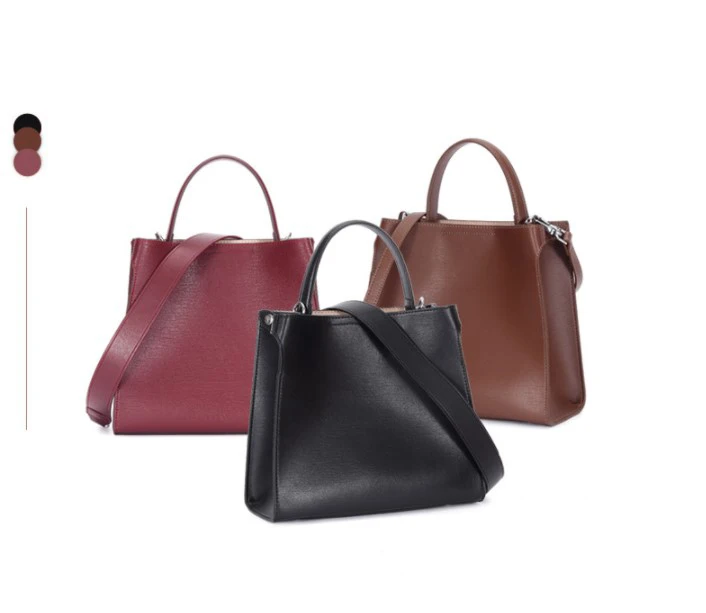 100% Genuine leather wide strap tote handbag shoulder bag for women