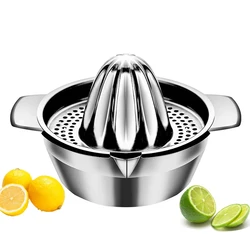 Amazon Manual Citrus Orange Grapefuit Reamer Rotation Press Juicer 304 Stainless Steel Lemon Squeezer with Strainer
