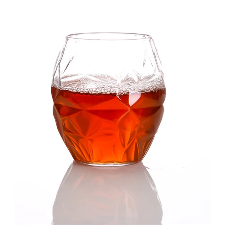 16oz Diamond unbreakable plastic shot stemless wine glass shatterproof plastic tumbler