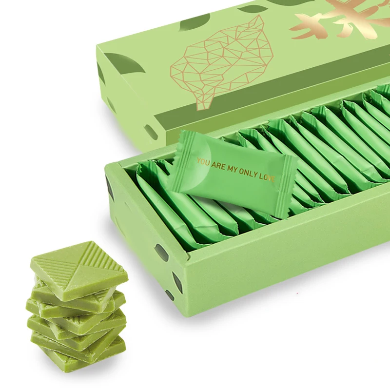 Hot Selling Individual Gift Box Package Snack Food White Chocolate Sweets Matcha Flavor Pura Cocoa Butter Chocolate Bar
