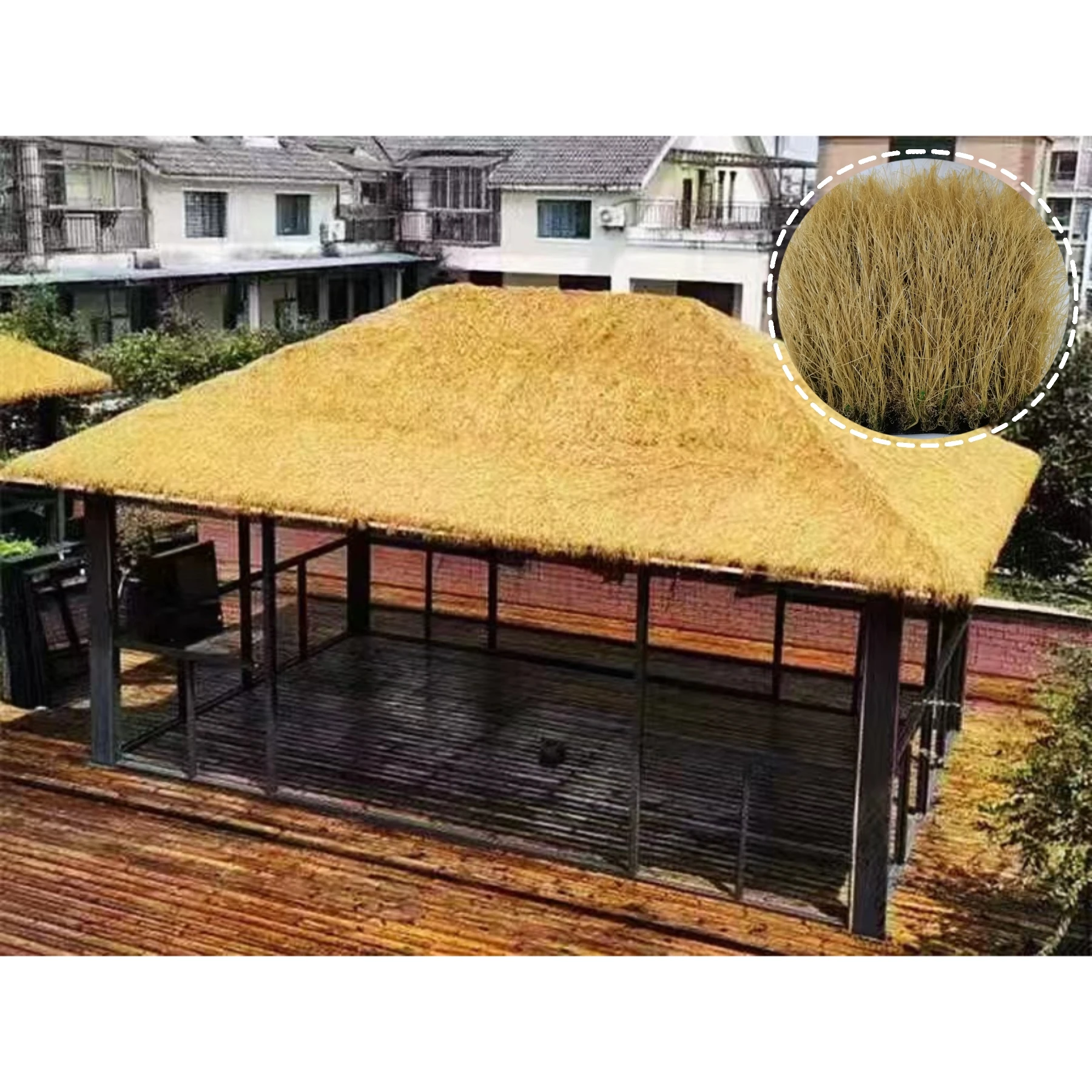 Factory High Quality Natural Grass Thatch Roofing Leaf Artificial Thatch Bamboo House Real Simulation Straw