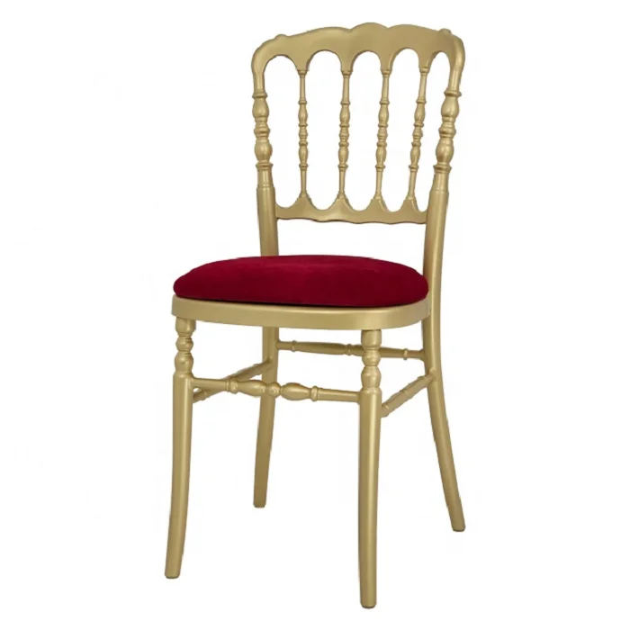 Gold Stackable Wooden Wedding Chair Wedding Dining Napoleon Plastic Chair Outdoor Metal Event Chairs for sale