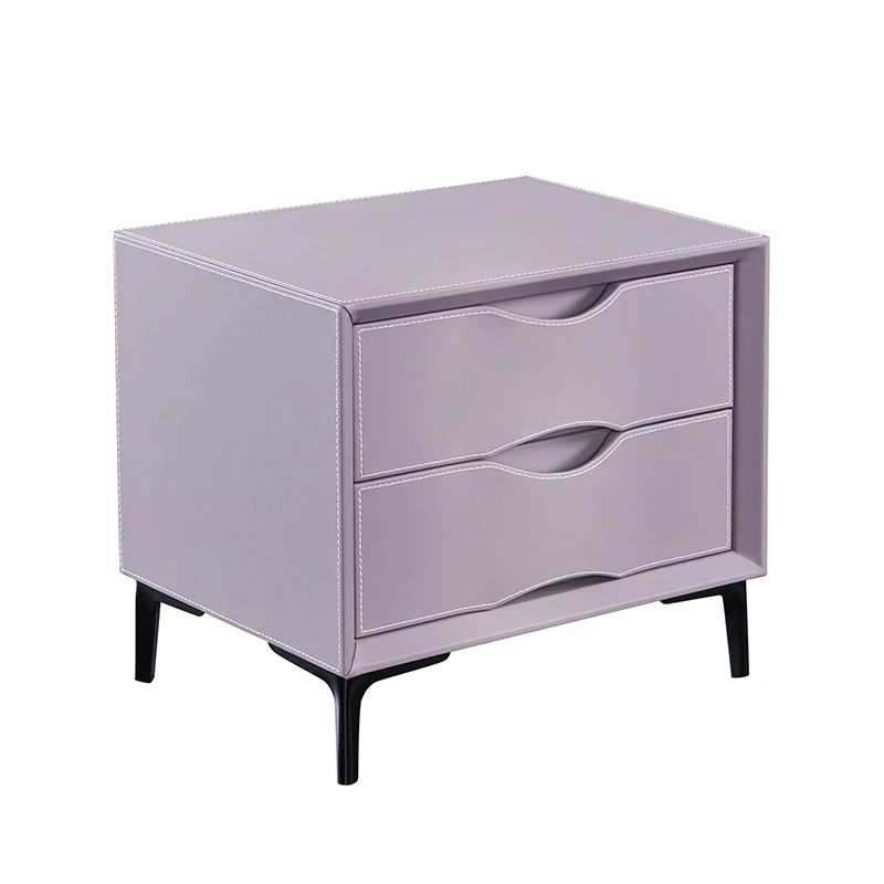 Luxury Modern Bedroom Furniture Wood Frame Leather Night Stand Bed Side Table For Hotel Home