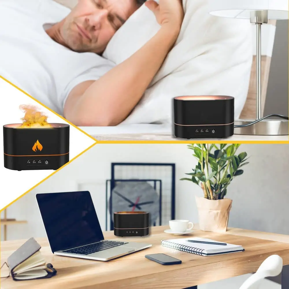 2022 New Trending Products Desktop Remote Control Essential Oil Diffuser Imitate Flame Ultrasonic Air Humidifier