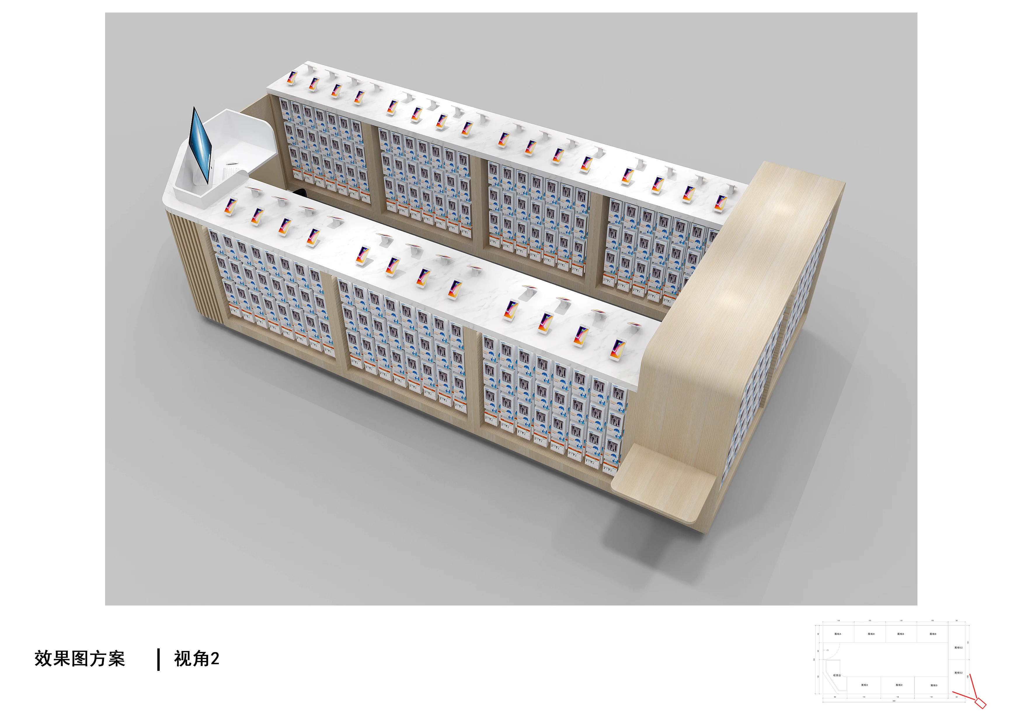 Factory Custom Mobile Phone Display Counter Mobile Phone Accessories kiosk with led light