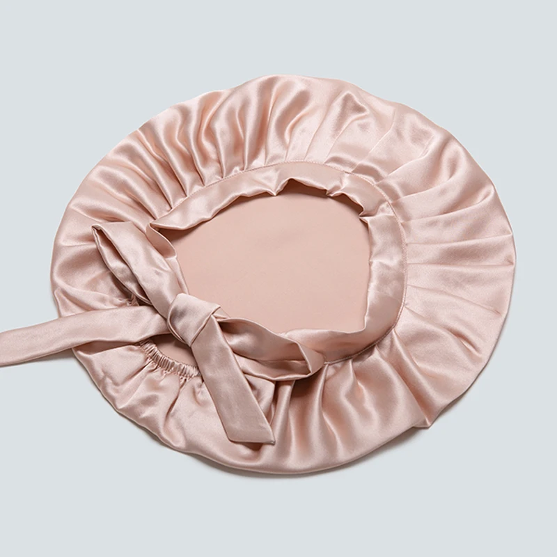 Оптовая продажа, мягкая удобная шляпа из натурального шелка тутового шелкопряда 6А, шелковая шапочка для сна, тюрбан с длинной лентой