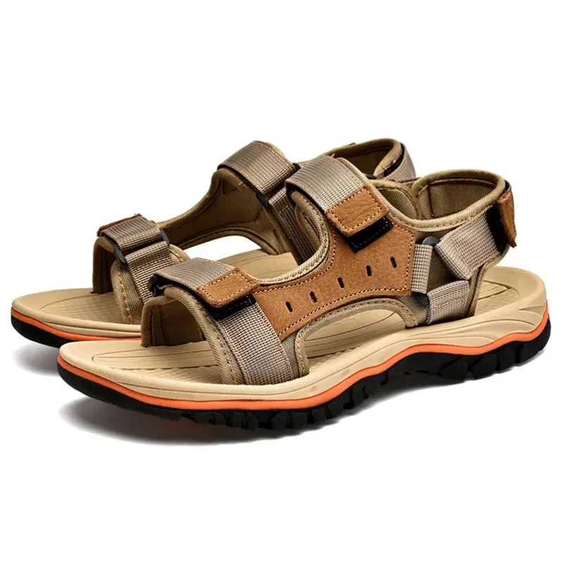 Sport Sandal Shoes For Men Genuine Leather With Webbing Woven Strap Buckle Sandals Men