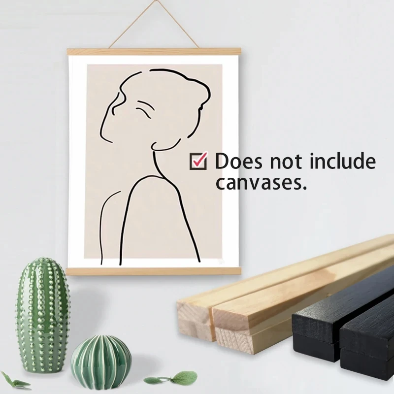 Teak Pine Wood Magnetic Painting Frame For Photo or Canvas Poster Frame Art Hanger for Festival Room Decoration