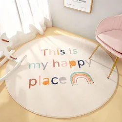 Adorable Rainbow Round Carpet Non-Slip Door Mat Shag Faux Cashmere Area Rugs for Livingroom