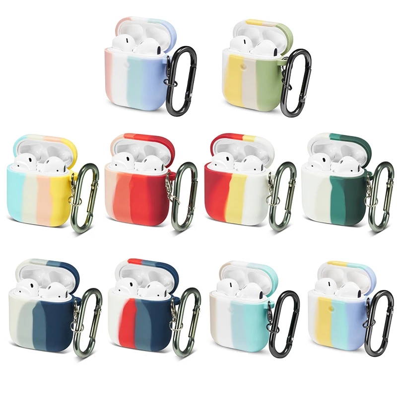  BOORUI 2020 fashion 3D rainbow headphone cover for airpod cases silicone hook earphone accessories airpods 1 2