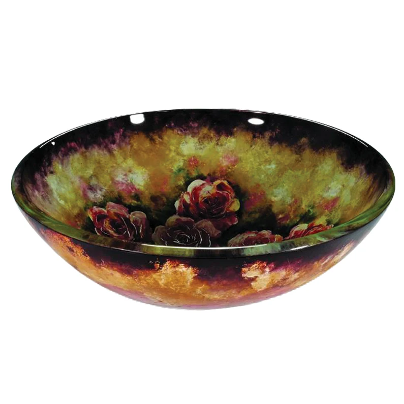 Bathroom Round Glass Vessel Sink white Crystal Basin with Faucet Pop-Up Drain