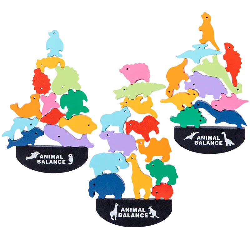 colorful Children Educational toys kids wood animal balance Blocks Toys Game