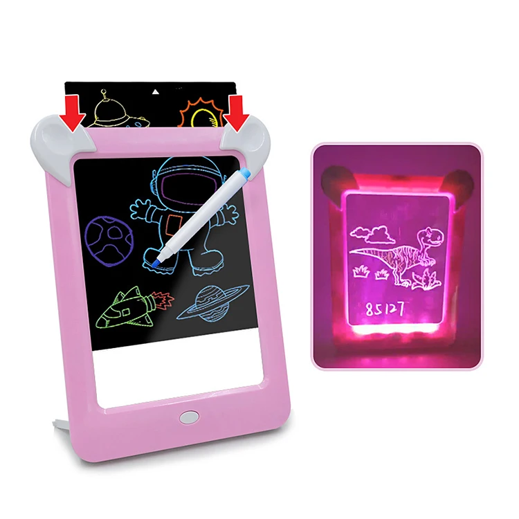 3D Fluorescence LED Drawing Board Toys For Children Aged 3+ Learning Toys Puzzle Early Education Drawing Board Toy