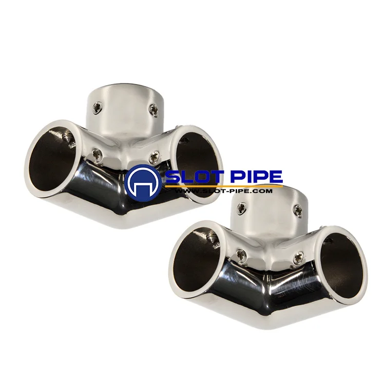 Marine hardware boat hand rail fitting corner fitting three way elbow 22mm round shape stainless steel