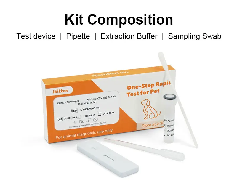 Dog  cat home use testing Cdv Cpv FPV  Pet Feline Parvovirus antigen Giardia Ag pet Rapid Test Kit