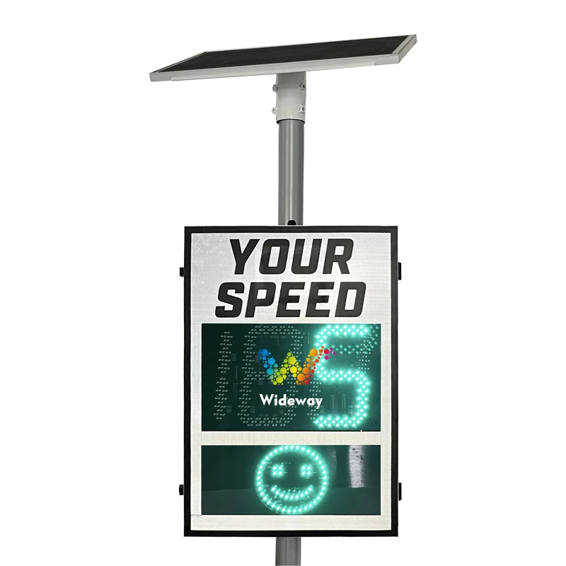 Outdoor Speed Detector Display Portable LED Road Warning Solar Radar Speed Sign